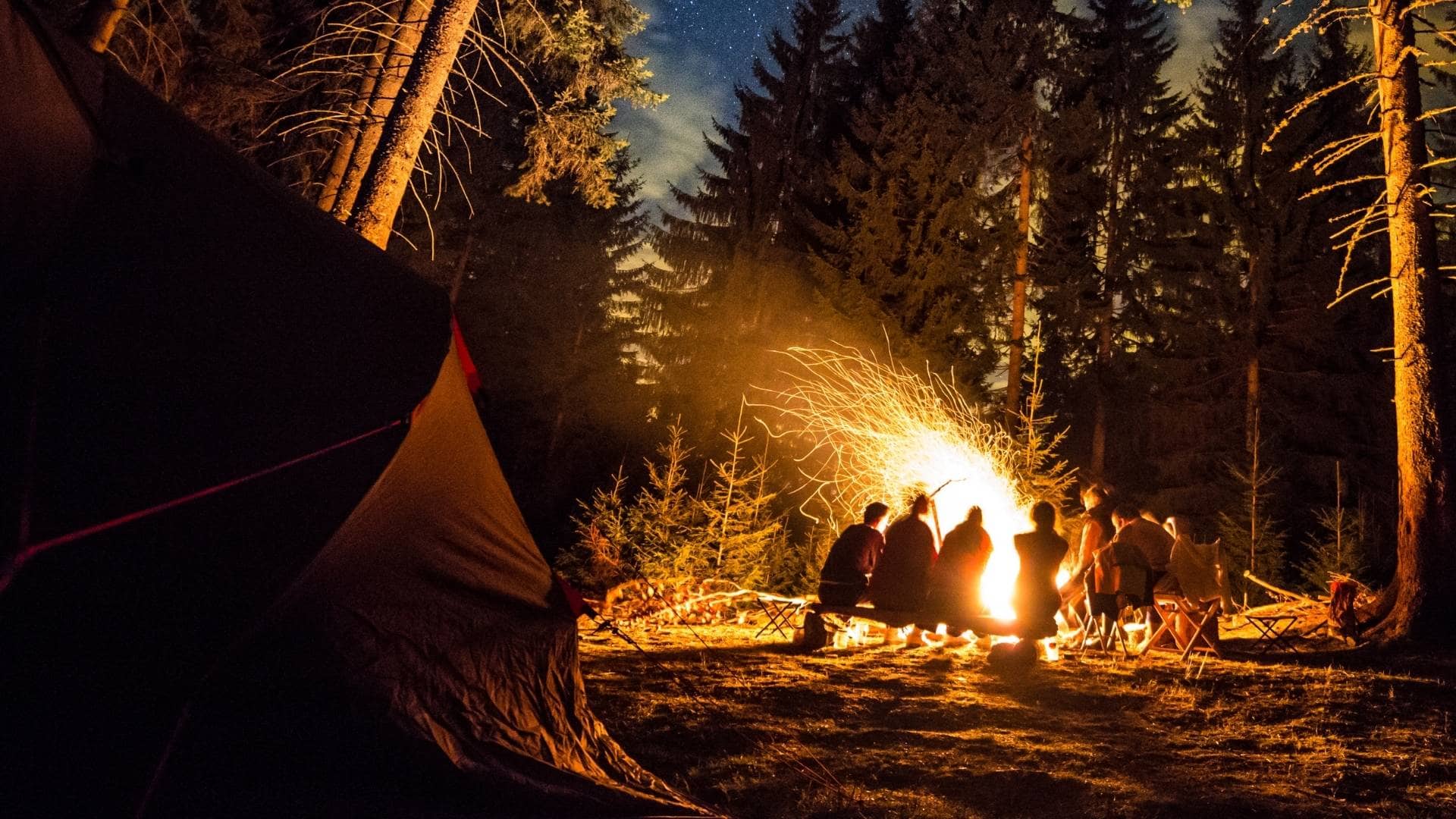 Group sitting around a campfire